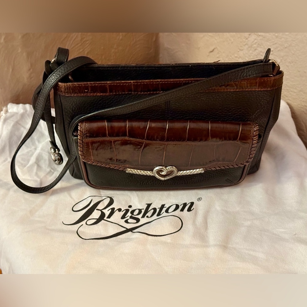 Brighton Black and Brown Crossbody Bag